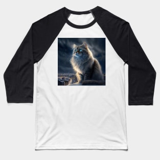 Siberian Cat Portrait Baseball T-Shirt